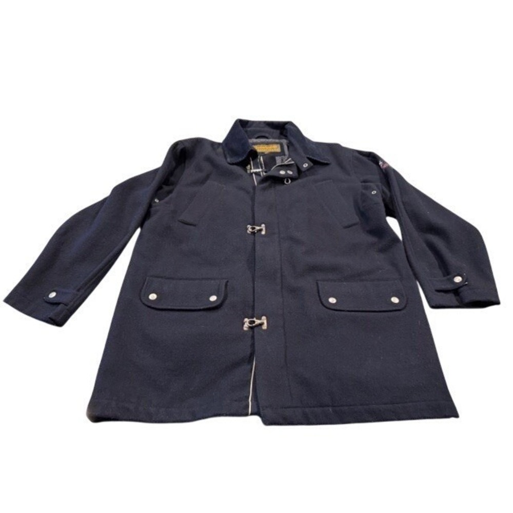 Timberland Weathergear Navy Wool Blend Vintage Toggle Coat Jacket Size 14 EUC